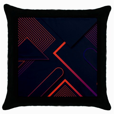 Gradient Geometric Shapes Dark Background Design Throw Pillow Case (Black) from ArtsNow.com Front