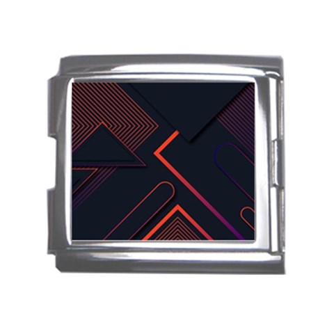 Gradient Geometric Shapes Dark Background Design Mega Link Italian Charm (18mm) from ArtsNow.com Front