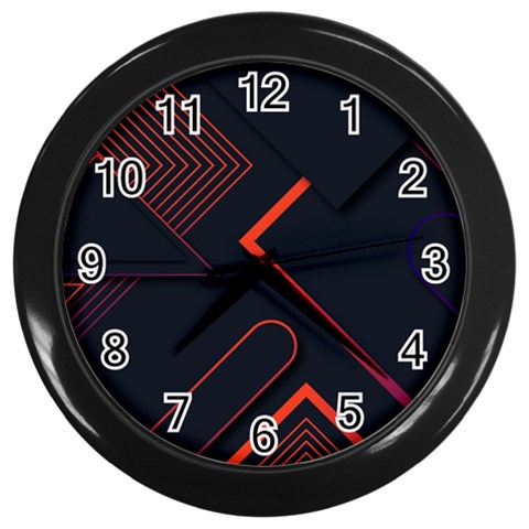 Gradient Geometric Shapes Dark Background Design Wall Clock (Black) from ArtsNow.com Front