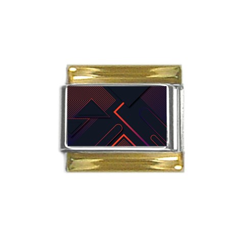 Gradient Geometric Shapes Dark Background Design Gold Trim Italian Charm (9mm) from ArtsNow.com Front