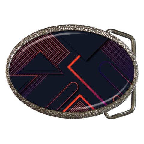 Gradient Geometric Shapes Dark Background Design Belt Buckles from ArtsNow.com Front