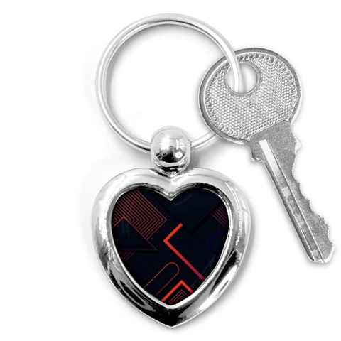 Gradient Geometric Shapes Dark Background Design Key Chain (Heart) from ArtsNow.com Front