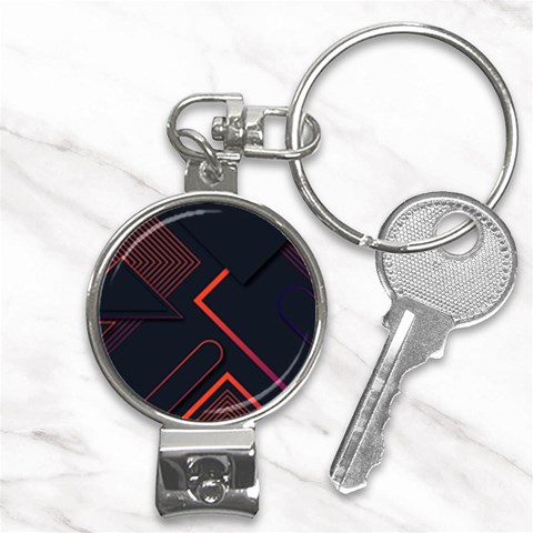 Gradient Geometric Shapes Dark Background Design Nail Clippers Key Chain from ArtsNow.com Front