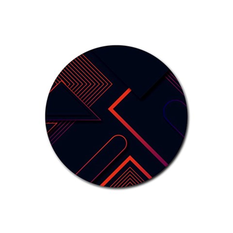 Gradient Geometric Shapes Dark Background Design Rubber Coaster (Round) from ArtsNow.com Front