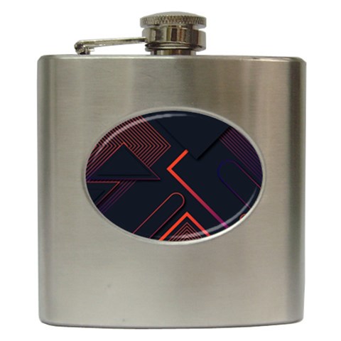 Gradient Geometric Shapes Dark Background Design Hip Flask (6 oz) from ArtsNow.com Front