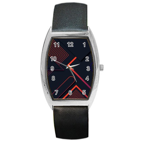 Gradient Geometric Shapes Dark Background Design Barrel Style Metal Watch from ArtsNow.com Front