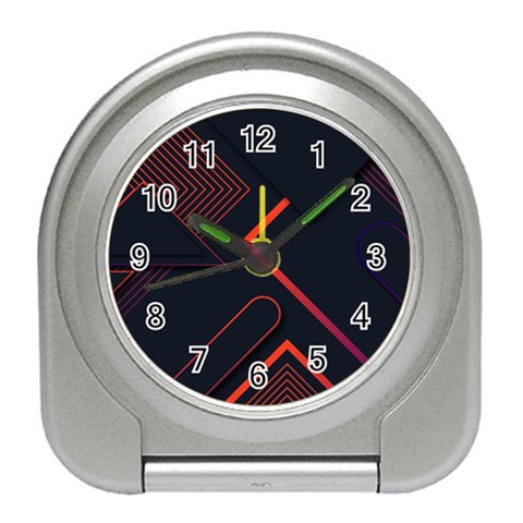 Gradient Geometric Shapes Dark Background Design Travel Alarm Clock from ArtsNow.com Front