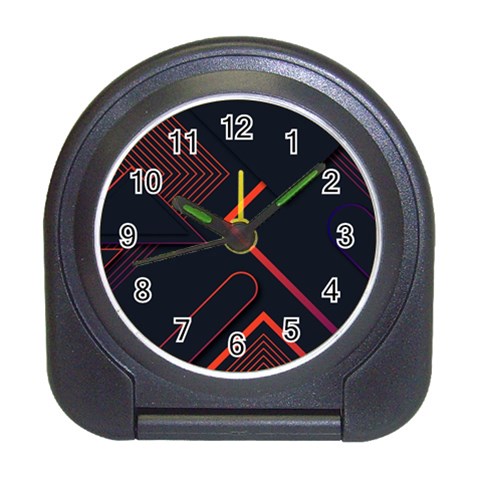 Gradient Geometric Shapes Dark Background Design Travel Alarm Clock from ArtsNow.com Front