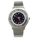Gradient Geometric Shapes Dark Background Design Stainless Steel Watch