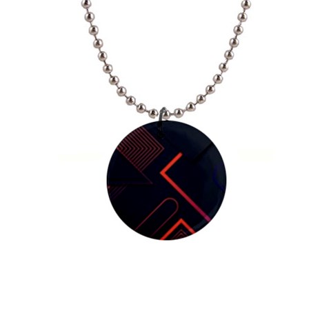 Gradient Geometric Shapes Dark Background Design 1  Button Necklace from ArtsNow.com Front