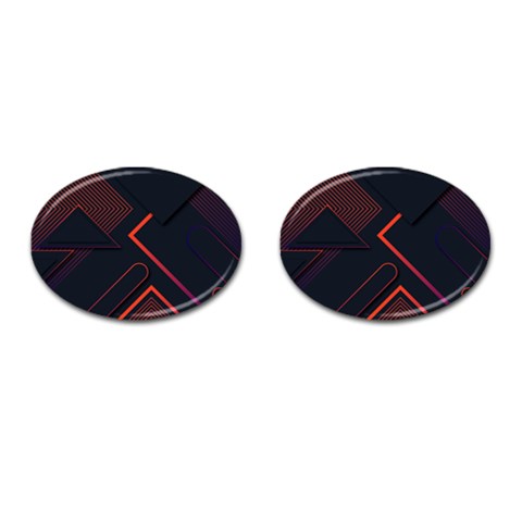 Gradient Geometric Shapes Dark Background Design Cufflinks (Oval) from ArtsNow.com Front(Pair)