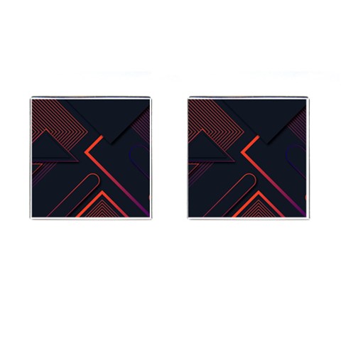 Gradient Geometric Shapes Dark Background Design Cufflinks (Square) from ArtsNow.com Front(Pair)