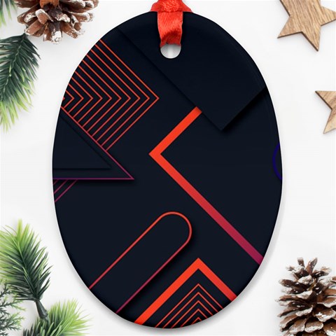 Gradient Geometric Shapes Dark Background Design Oval Ornament (Two Sides) from ArtsNow.com Front