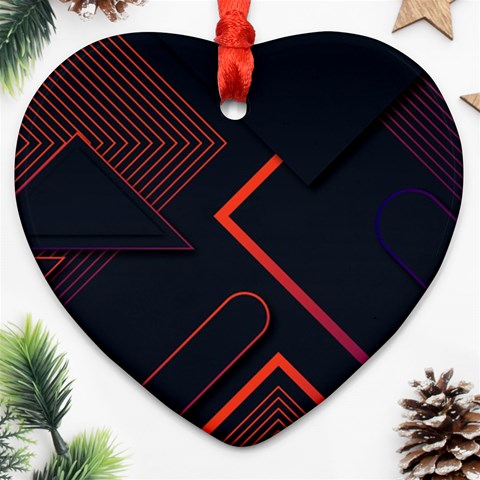 Gradient Geometric Shapes Dark Background Design Heart Ornament (Two Sides) from ArtsNow.com Front