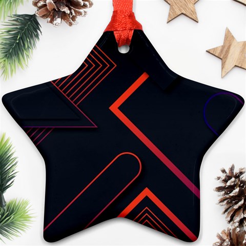 Gradient Geometric Shapes Dark Background Design Star Ornament (Two Sides) from ArtsNow.com Front