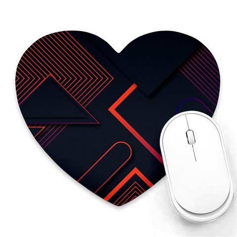 Gradient Geometric Shapes Dark Background Design Heart Mousepad from ArtsNow.com Front