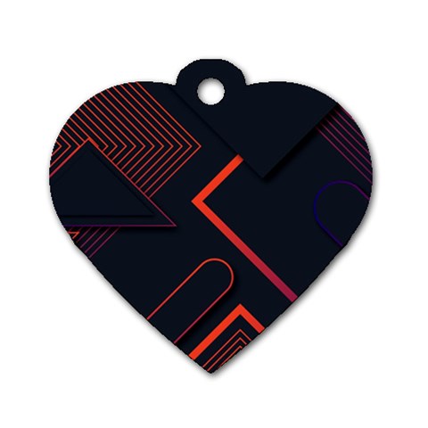 Gradient Geometric Shapes Dark Background Design Dog Tag Heart (One Side) from ArtsNow.com Front