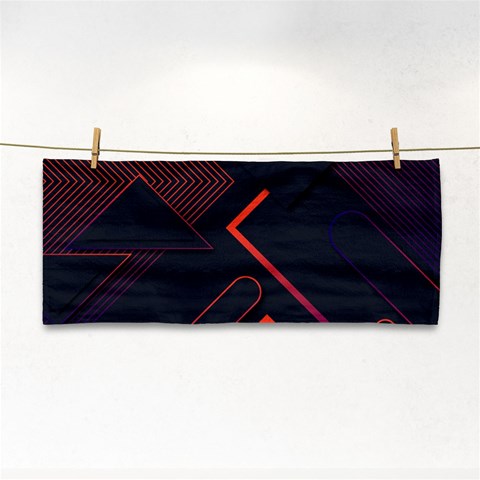 Gradient Geometric Shapes Dark Background Design Hand Towel from ArtsNow.com Front