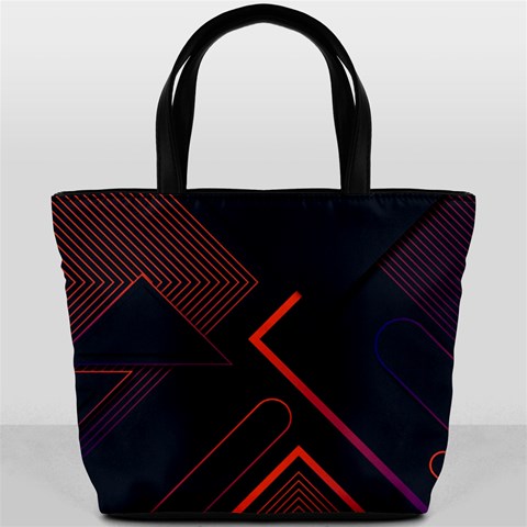 Gradient Geometric Shapes Dark Background Design Bucket Bag from ArtsNow.com Front