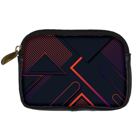 Gradient Geometric Shapes Dark Background Design Digital Camera Leather Case from ArtsNow.com Front