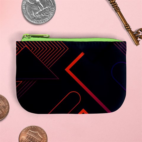Gradient Geometric Shapes Dark Background Design Mini Coin Purse from ArtsNow.com Front
