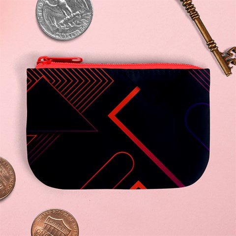 Gradient Geometric Shapes Dark Background Design Mini Coin Purse from ArtsNow.com Front