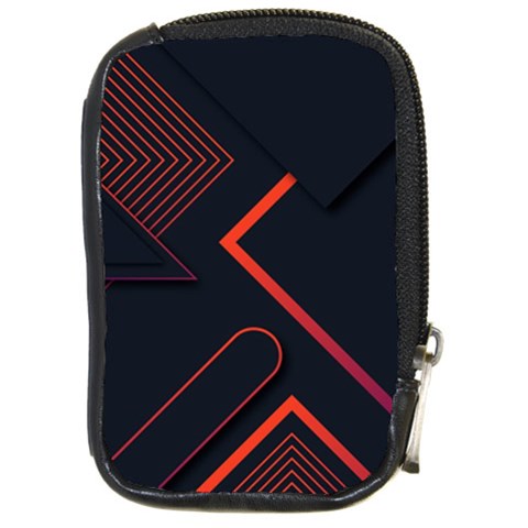 Gradient Geometric Shapes Dark Background Design Compact Camera Leather Case from ArtsNow.com Front
