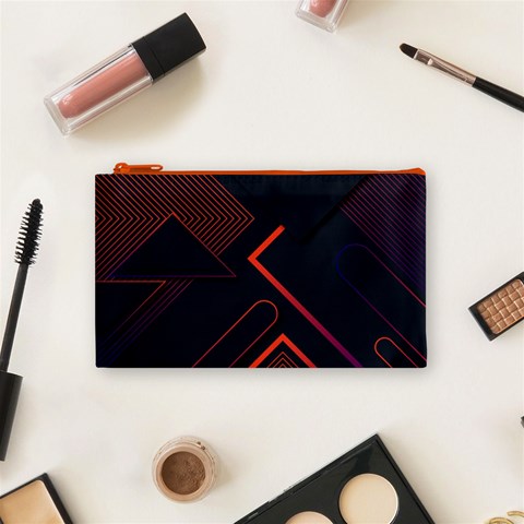 Gradient Geometric Shapes Dark Background Design Cosmetic Bag (Small) from ArtsNow.com Front