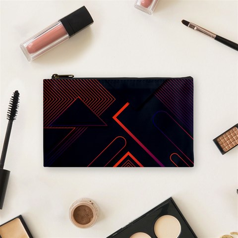 Gradient Geometric Shapes Dark Background Design Cosmetic Bag (Small) from ArtsNow.com Front