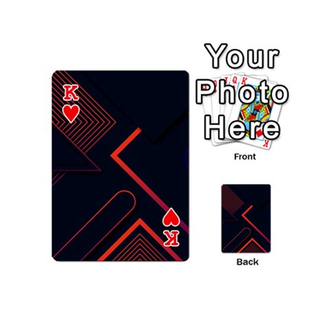 King Gradient Geometric Shapes Dark Background Design Playing Cards 54 Designs (Mini) from ArtsNow.com Front - HeartK