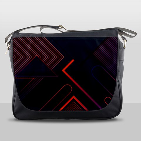 Gradient Geometric Shapes Dark Background Design Messenger Bag from ArtsNow.com Front