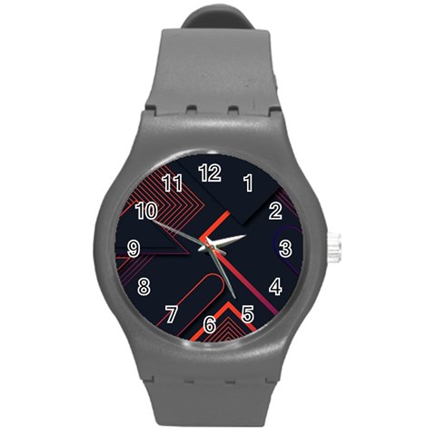 Gradient Geometric Shapes Dark Background Design Round Plastic Sport Watch (M) from ArtsNow.com Front