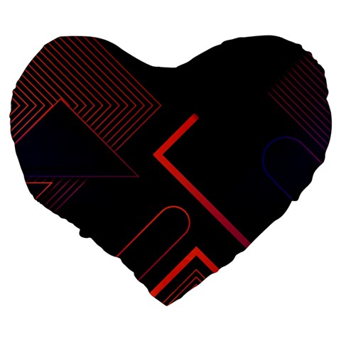 Gradient Geometric Shapes Dark Background Design Large 19  Premium Heart Shape Cushions from ArtsNow.com Back