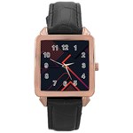 Gradient Geometric Shapes Dark Background Design Rose Gold Leather Watch 