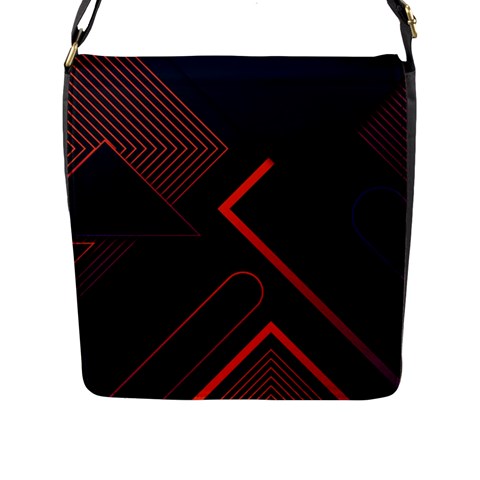 Gradient Geometric Shapes Dark Background Design Flap Closure Messenger Bag (L) from ArtsNow.com Front