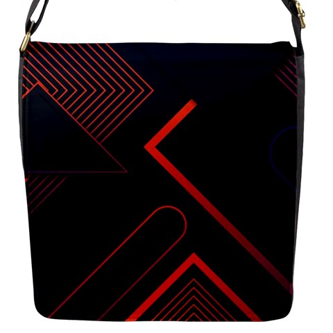 Gradient Geometric Shapes Dark Background Design Flap Closure Messenger Bag (S) from ArtsNow.com Front