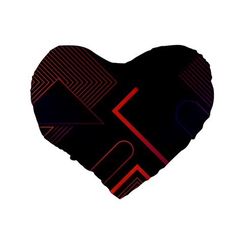 Gradient Geometric Shapes Dark Background Design Standard 16  Premium Flano Heart Shape Cushions from ArtsNow.com Back