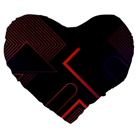 Gradient Geometric Shapes Dark Background Design Large 19  Premium Flano Heart Shape Cushions from ArtsNow.com Front