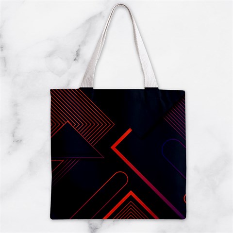 Gradient Geometric Shapes Dark Background Design Zipper Grocery Tote Bag from ArtsNow.com Back