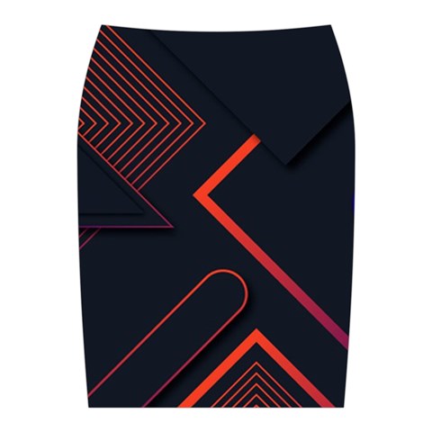 Gradient Geometric Shapes Dark Background Design Midi Wrap Pencil Skirt from ArtsNow.com Back