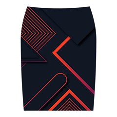 Gradient Geometric Shapes Dark Background Design Midi Wrap Pencil Skirt from ArtsNow.com Back