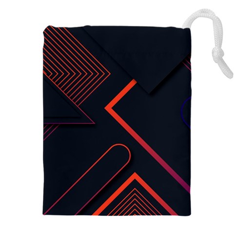 Gradient Geometric Shapes Dark Background Design Drawstring Pouch (4XL) from ArtsNow.com Front