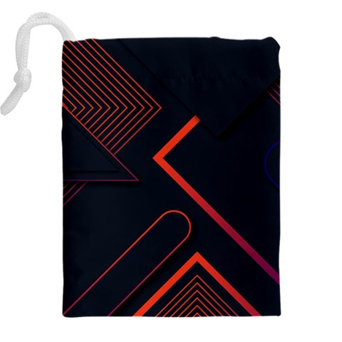 Gradient Geometric Shapes Dark Background Design Drawstring Pouch (4XL) from ArtsNow.com Back