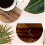 Gradient Geometric Shapes Dark Background Design Marble Wood Coaster (Round)