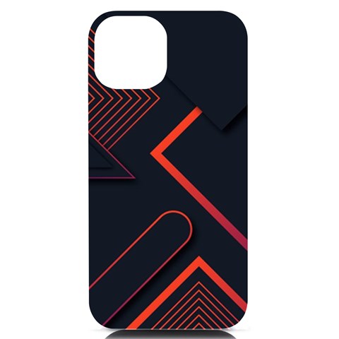 Gradient Geometric Shapes Dark Background Design iPhone 14 Black UV Print Case from ArtsNow.com Front
