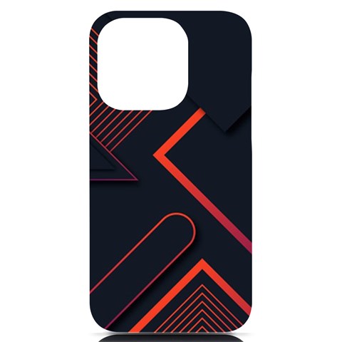 Gradient Geometric Shapes Dark Background Design iPhone 14 Pro Black UV Print Case from ArtsNow.com Front