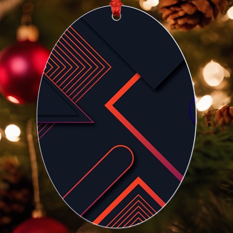 Gradient Geometric Shapes Dark Background Design UV Print Acrylic Ornament Oval from ArtsNow.com Front