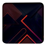 Gradient Geometric Shapes Dark Background Design Square Glass Fridge Magnet (4 pack)