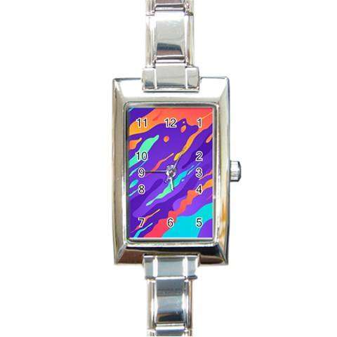 Multicolored Abstract Background Rectangle Italian Charm Watch from ArtsNow.com Front