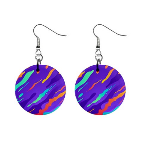 Multicolored Abstract Background Mini Button Earrings from ArtsNow.com Front